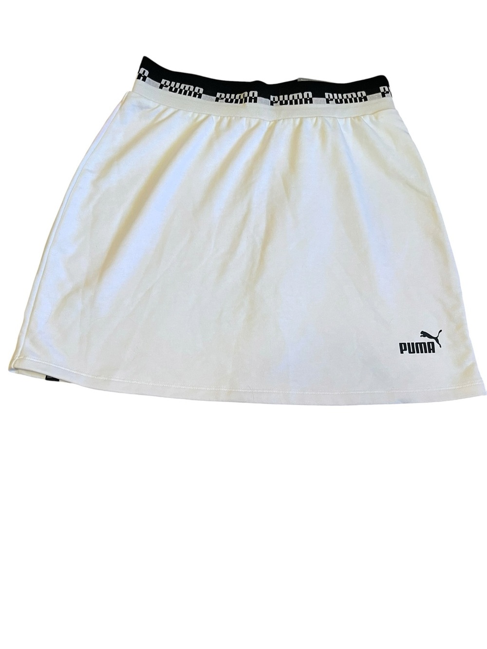 Puma White Mini Skirt with Black Logo Waistband